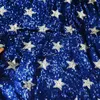 ملابس الملابس Lasui 3 ياردة/1 لوت زرقاء مزيج فضية النجمة النجمة الدانتيل عالي الجودة التطريز الفرنسي حفلة أفريقية W0105