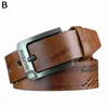 Bälten 1PC Designer Black Wide Leather Belt Midjeband Vintage Men Pin Buckle Patted For Square Midje Access T6N8