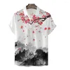 Casual shirts voor heren mannen Chinese elementen Shirt strand abstract patroon landschap schilderen inkt schilderen