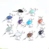 YOWOST Neue Nette Tier Känguru Anhänger Wasser Tropfen Naturstein Rosa Quarz Kristall Blau Sand Opal Mode Schmuck für Frauen mädchen BN515