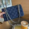 CC Bag Vintage Blue Denim Double Flap Designer Bags Two tone Gradual Diamonds Quilted Light Gold Leather Chain Shoulder Handbags Large Multi Pocket Crossbody Wallet