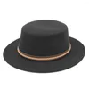 Berets Mistdawn Women Men Boater Hat Bowler Sailor Wide Brim Flat Top Caps Wool Blend Size 56-58cm Handworked Hatband BCSR