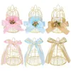 Emballage Cadeau 1 Pc Mini Métal Or Vintage Rétro Cage À Oiseaux Boîtes À Bonbons Baby Shower Boîte De Faveur Pour Les Invités De Mariage Fête D'anniversaire Souvenir