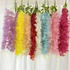 4 Forks Hanging Wisteria Flowers White Pink Silk Wisteria Artificial Flower For Wedding Arch Decoration