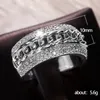 Vecalon Chain Ring Women Men smycken 120st Simulated Diamond CZ 925 Sterling Silver Lover Engagement Wedding Band Ring