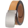 Bälten Vintage Men's Leather Belt Fashion Trend Enkla mångsidiga jeansbälte lyxiga högkvalitativa Cowhide Automatiska spänne i midja