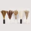 Decorative Flowers 120 Pcs Dried Bunch 18-inch Stems White/Brown Reed Pampas Grass Tail Boho Home Decor Bouquet Plants