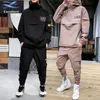 Men's Tracksuits Hooded 2023 Workwear Jacket Pants 2PC Sets Baseball Loose Pullover Coat & Long Mens Clothing