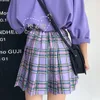 Gonne Arrivo Punk Gotico Harajuku Donna Chic Stile Preppy A Vita Alta Viola Plaid Pieghe Moda Femminile Mini GonneGonne