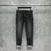 Herren-Jeans, dunkelgrau, Herren-H-Marke, hochwertige gewaschene Baumwolle, gerade Denim-Hose, Luxus-Mode, lässig, Retro-Sport-Herrenhose