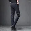 Pantaloni da uomo 2023 Autunno Inverno Inghilterra scozzese da lavoro elasticizzato da uomo Business Fashion Slim spesso grigio blu pantaloni casual pantaloni da uomo di marca