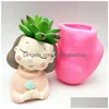 Candles Girl Concrete Flower Pot Sile Mold Baking Chocolate Resin Candle 220531 Drop Delivery Home Garden Dhhzp