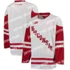 College Wears Thr 2020NCAA Wisconsin Badgers College Hockey Jersey Borduren Ed Pas elk nummer en naam truien aan