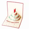 Anpassad designtryck Fancy 3D Grattis på födelsedagen gratulationskort med 3 lager födelsedagstårta och ljus A372