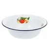 Bowls Enamel Bowl Enamelware Mixing Platesnoodle Serving Dish Soup Basin Pan White Salad Ceramic Dishes Vintage Chinese