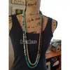 Hangende kettingen NM20622 Frosted Amazonite Tibetan Dzi en turquoise kralen ketting met de hand geknoopte lange gelaagdheid Boheems