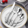 Dijksets Sets bestek servies Draagbaar 304 roestvrijstalen bestek Camping Kitchengerei Home Dinner Borden El Gift Steak Spoon Bar