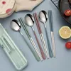 Dinnerware Sets 3Pcs/set Steel Knife Fork Spoon Cutlery Set Family Travel Portable With Storage Case Picnic Tableware