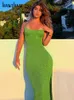 Party Dresses Hawthaw Women Elegant Club Evening Bodycon Streetwear Green Long Dress Summer Clothes Wholesale Items For Business 230104