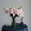 Decoratieve bloemen 4 pc's PU 2 Hoofd Lily Dia 18cm Fake Home Woonkamer Tafel Decoratie Bloembruiloft Flower Arrangement Pography Props