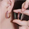 Hoop Huggie Fashion 18mm Designer Earring Circle oorbellen Sieraden Witgroen Rose AAA Cubic Zirconia Copper 18K Gold Sier voor WOM DHWYC