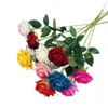 Dekorative Blumen, 5 Stück, künstlicher Samt-Rosen-Blumenstiel, künstlicher Kopf pro Stück, Rosa-Zweig für Hochzeits-Mittelstücke, Blumenarrangement