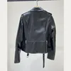 Damen-Leder-Lammfell, natürliche Damen-Bomber-Bikerjacke, lange Ärmel, Schaffellmantel H75