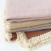 Cobertores Baby Blanket Color sólido envolve algodão macia FashionTassel Toalhas de banho Swaddle 120 cm