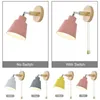Wall Lamps Nordic Indoor Wooden Lamp Bedside E27 Sconce Light For Bedroom Corridor 4 Color With Zip Switch Freely Rotatable Decor
