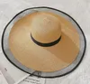 Brede rand hoeden zomer vrouwen grote stro hoed strand casual zonnebrandcrème lintkappen meisjes dames solide sunhats vizier gorras