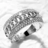 Vecalon kedjering Kvinnor Män Smycken 120st Simulerad diamant Cz 925 Sterling Silver älskare Förlovningsring vigselring