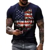 T-shirt da uomo Harajuku Plus-Size Adolescenti Bandiera nazionale Wolfhead Print Camisetas T-Shirt Street Fashion Girocollo Manica corta Uomo