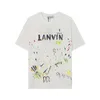 Lanvin 디자이너 T 셔츠 Tees Lanvis 셔츠 New Mens 셔츠 Langfan Chengyi 같은 스타일의 짧은 슬리브 자수 편지 캐주얼 Lanvins 티 라운드 넥 6187