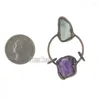 Pendanthalsband PM36841 Tin Chlorophane Amethyst Crystal Antique Bronze Plated Solded Free Form Real Quartz Jewelry