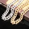 4 Colors for Options 20mm 18/22inch Gold Plated Bling Micro Setting CZ Cuban Chain Necklace Bracelet Fashion Jewelry for Men Women Nice Gift f