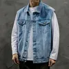 Herrjackor 2xl män denim väst plus size deinm jacka manliga västar rock mode streetwears rockar jeans chaquetas hombr