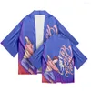 Koszulki męskie hip-hopowe ilustracja druk Kimono Cardigan Summer Men and Women Beach Sun Ochrony odzieży samuraja japońska koszula