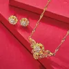 Necklace Earrings Set MxGxFam Wedding Jewelry Flower And Earring For Bridal 24 K Pure Gold Color High Quality