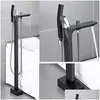 Bathroom Shower Sets Floor Mounted Bathtub Faucet Handheld Finish Standing Black White Water Mixer Taps Waterfl Drop Delivery Home G Dhfw1