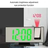 Relógios de mesa Relógio de alarme digital 180 ° Projeção rotativa 4 Brigamento de nível LED Mirror Display para quarto de escritório em casa