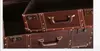 حقيبة أدوات المائدة الهدايا صندوق الهدايا على الطراز الأوروبي الأسرة المصنوعة من الفولاذ المقاوم للصدأ مقبض الجذع وملعقة 3 أكياس أنماط بني إكسسوارات الأمتعة مربعات الهواء