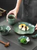 Schüsseln Japanisches Lotusblatt EL Set Vintage Ofenwechselgeschirr Schüssel Einzelrestaurant Löffel Tasse