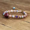Charm armband kvinnor handgjorda smycken natursten pärlsträng sträng flätad armband färgglad bohemisk vänskap wrap