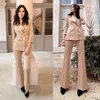 Spring Summer Sparkly Women Pants Suits Double Breasted Celebrity Outfits Evening Party Mother of the Bride Wedding Formal 2 Pcs