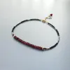 Anklets Lii Ji Garnet Black Spinel Hematite 14K Gold Filled Sparkling Natural Real Stone Handmade Jewelry For Women