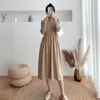 Casual Dresses Winter Simple A-Line Sticked Pullover Dress Women Elegant Turtleneck varm tröja Kvinna Solid Vestidos