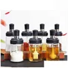 Storage Bottles Jars Glass Spice Jar Set Spoon Cap Sealed Seasoning Bottle Pp Sile Soda Kitchen Organize Household Spoons Integrat Dhhiv