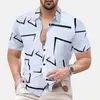 Mäns casual skjortor män skjorta kontrast färg en-breasted knapp vridning krage sommarstopp för daglig slitage