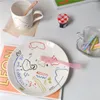 Plates Korean Ins Style Hand-painted Graffiti Ceramic Plate Dessert Dish Household Swing Props Mug