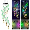 Decorative Figurines Colorful Windbell Light Solar Power Bird LED Wind Chime IP65 Waterproof Garden Courtyard Home Decoration Lamp